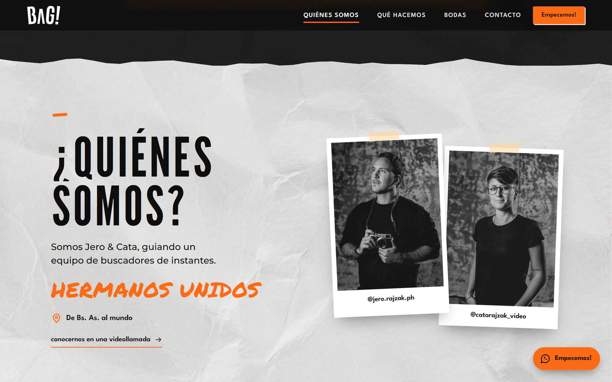 Bag Films: Quiénes somos — captura de escritorio