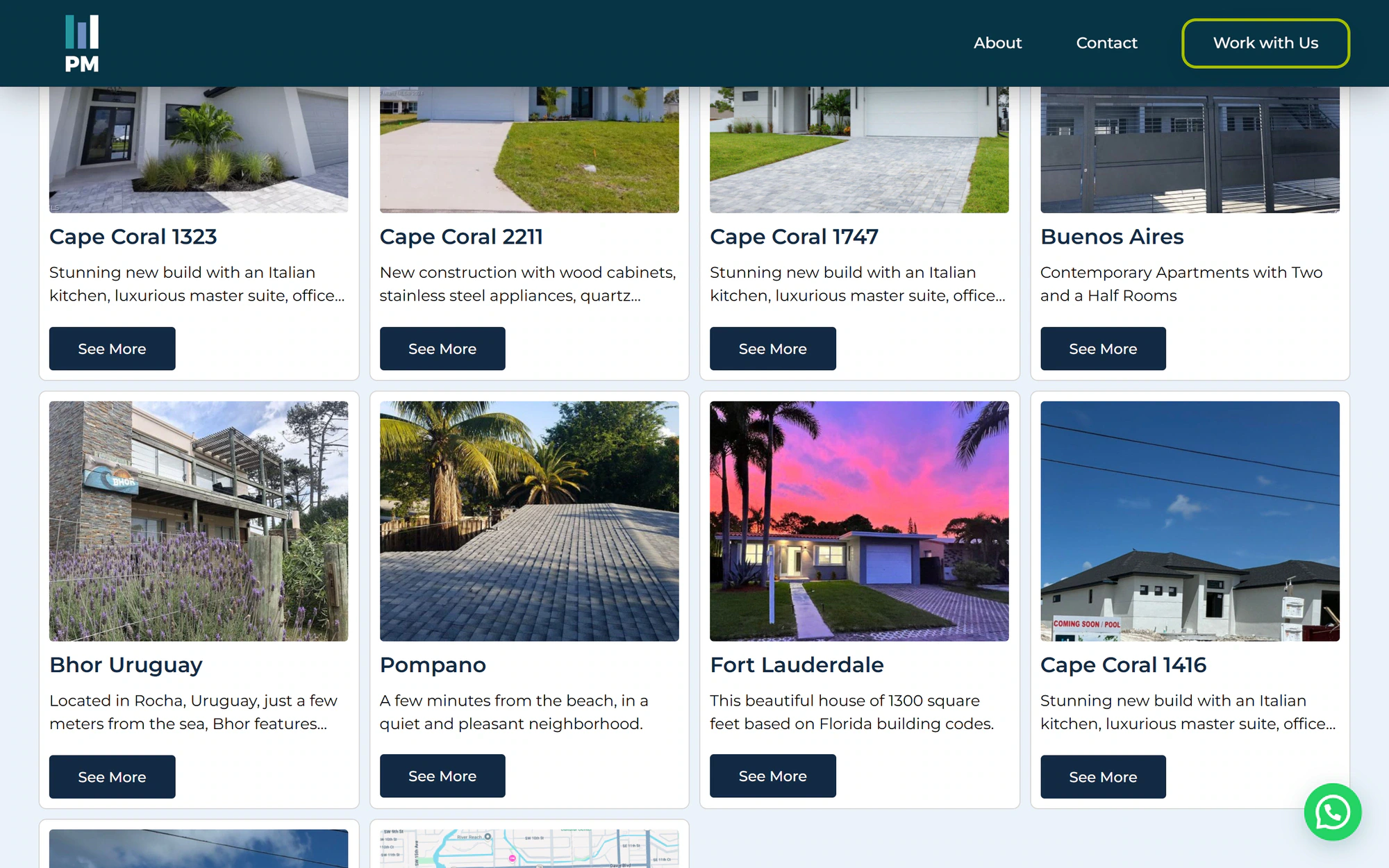 PM Building: Proyectos recientes — captura de escritorio