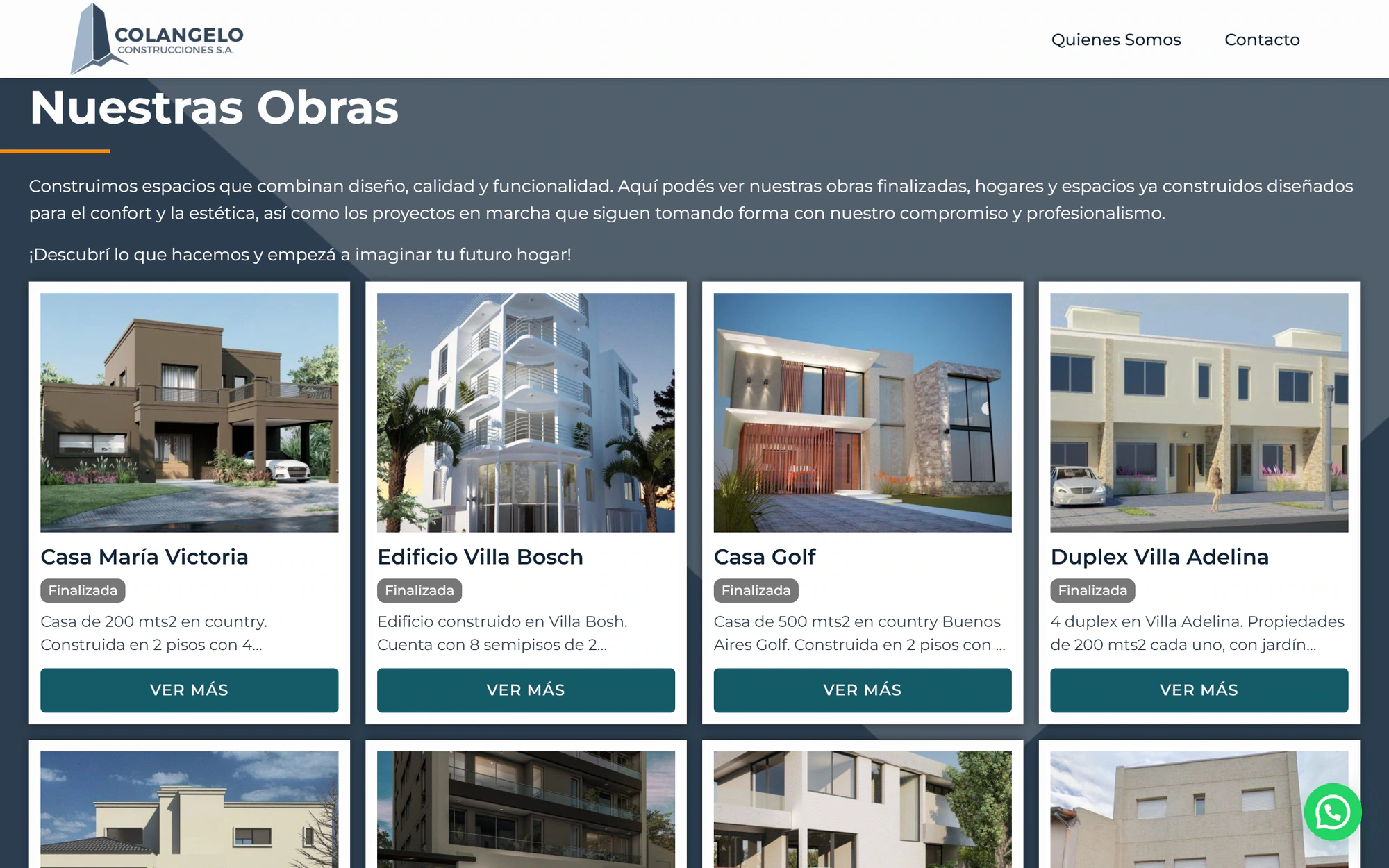 Colangelo Construcciones: Nuestras obras — captura de escritorio