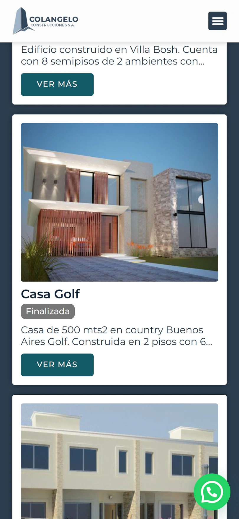 Colangelo Construcciones: Un recorrido fácil — captura en celular