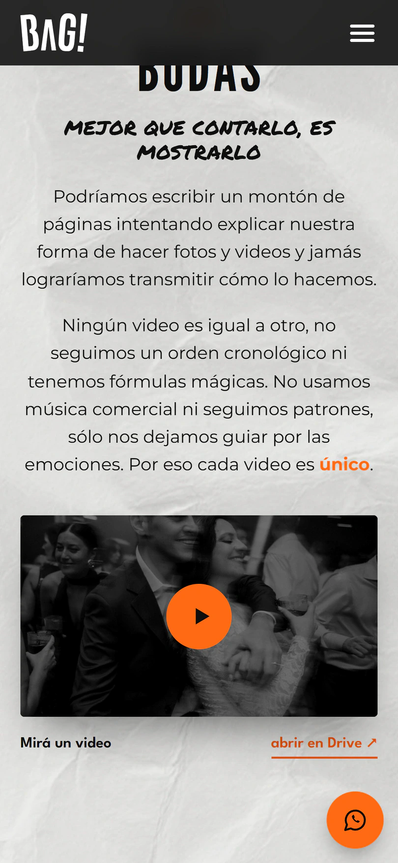 Bag Films: Bodas — captura en celular
