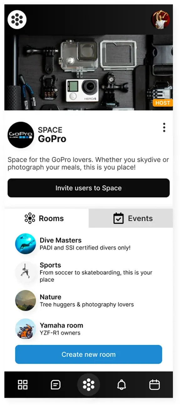 Pantalla de un space de Trybe en celular